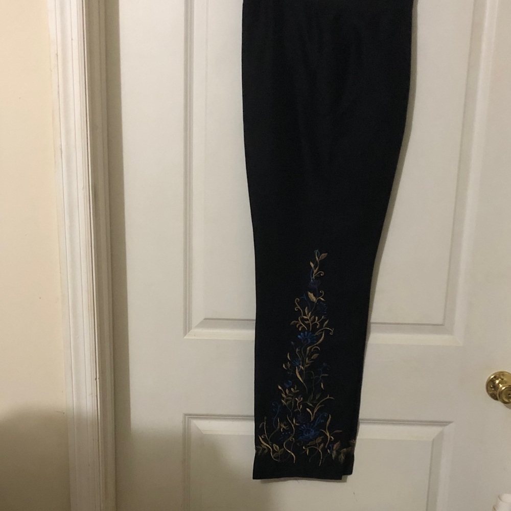Embroidered Black Pants